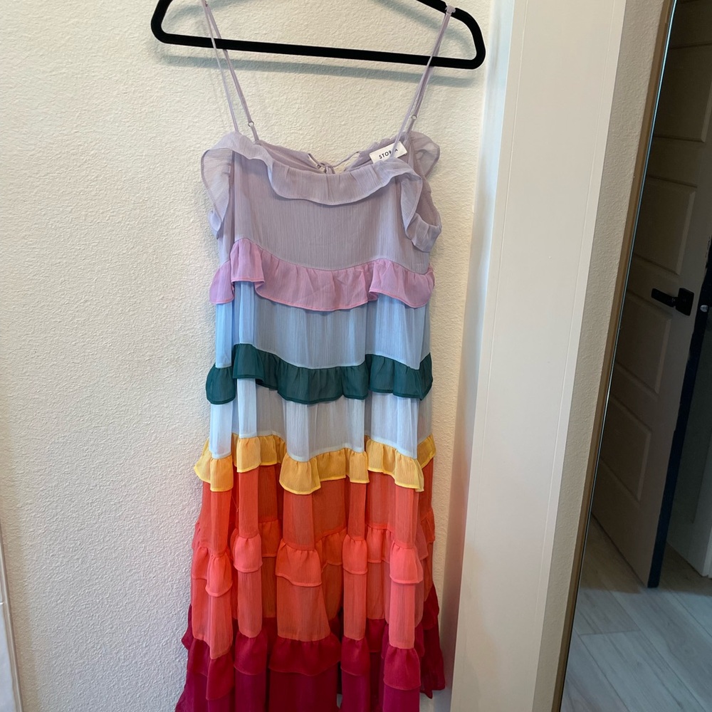 Colorful Tiered Ruffle Dress